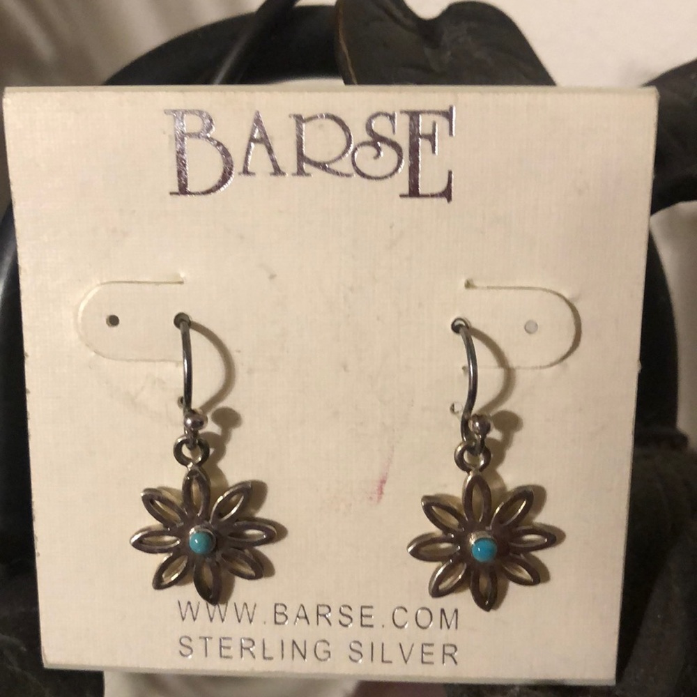 Barse sterling silver daisy turquoise earrings